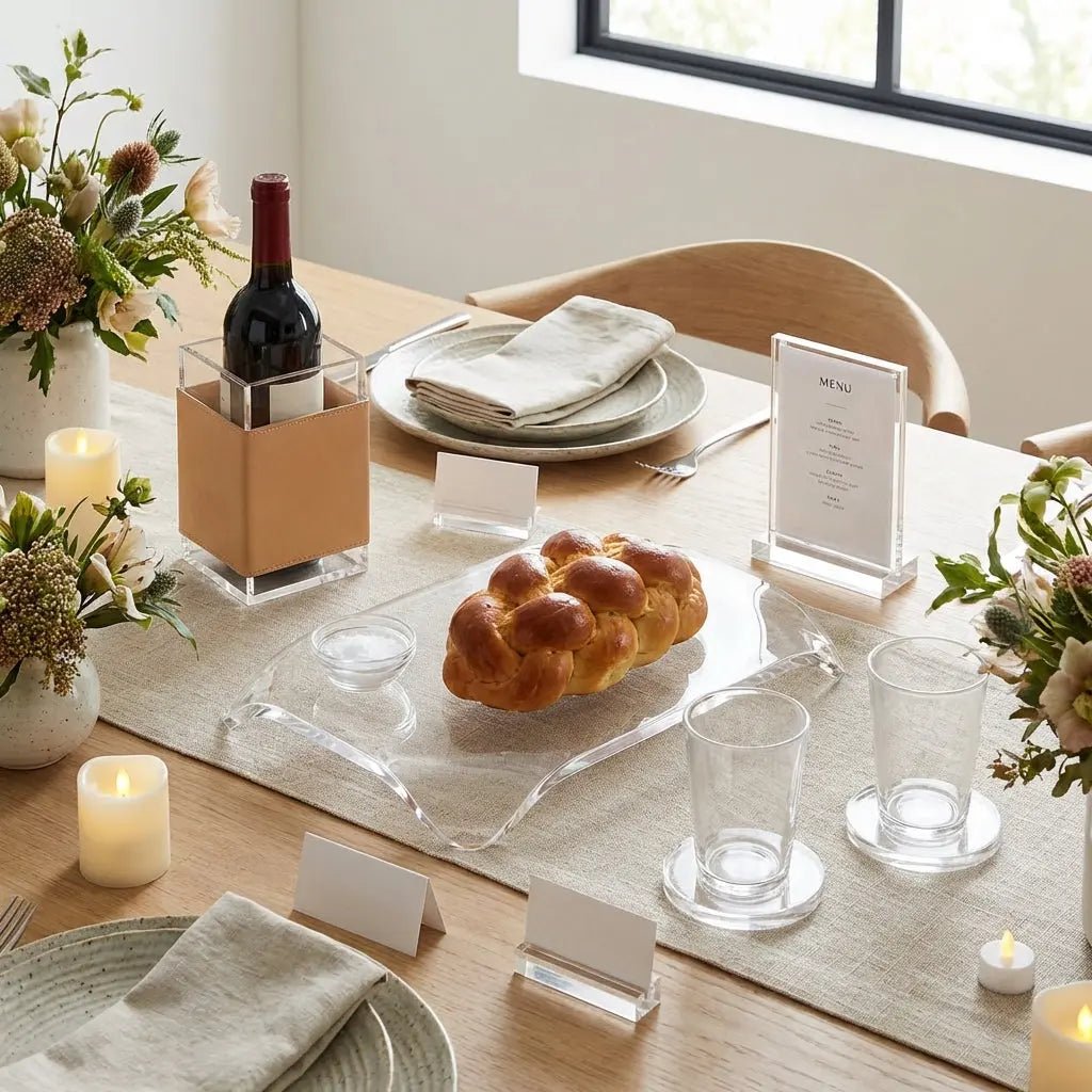 7 Modern Shabbat Table Setting Ideas Using Premium Lucite and Contemporary Design - Waterdale Collection