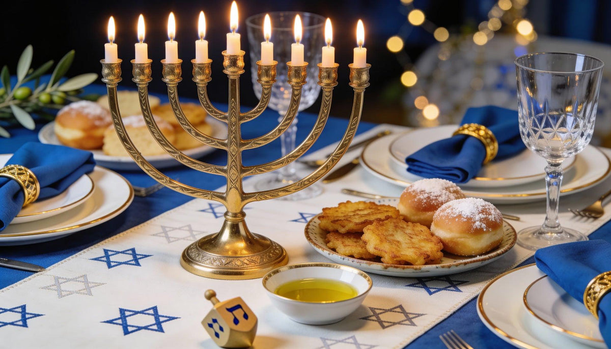 Elegant Hanukkah hostess gift ideas featuring Chanukah Judaica and tabletop accessories