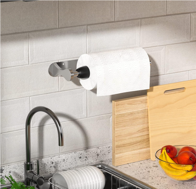 Paper towels need to be out of site, but easy to get to.