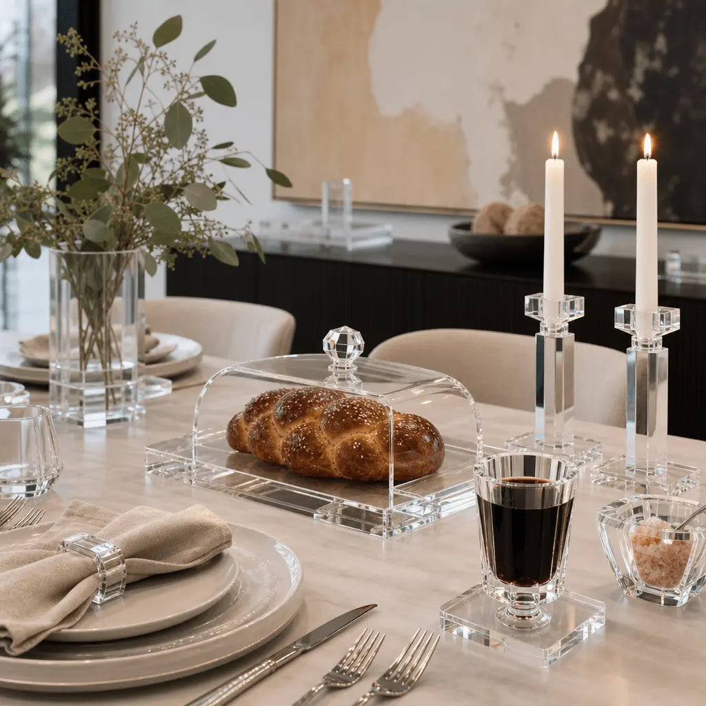 How to Style a Contemporary Shabbat Table Using Premium Lucite Essentials - Waterdale Collection