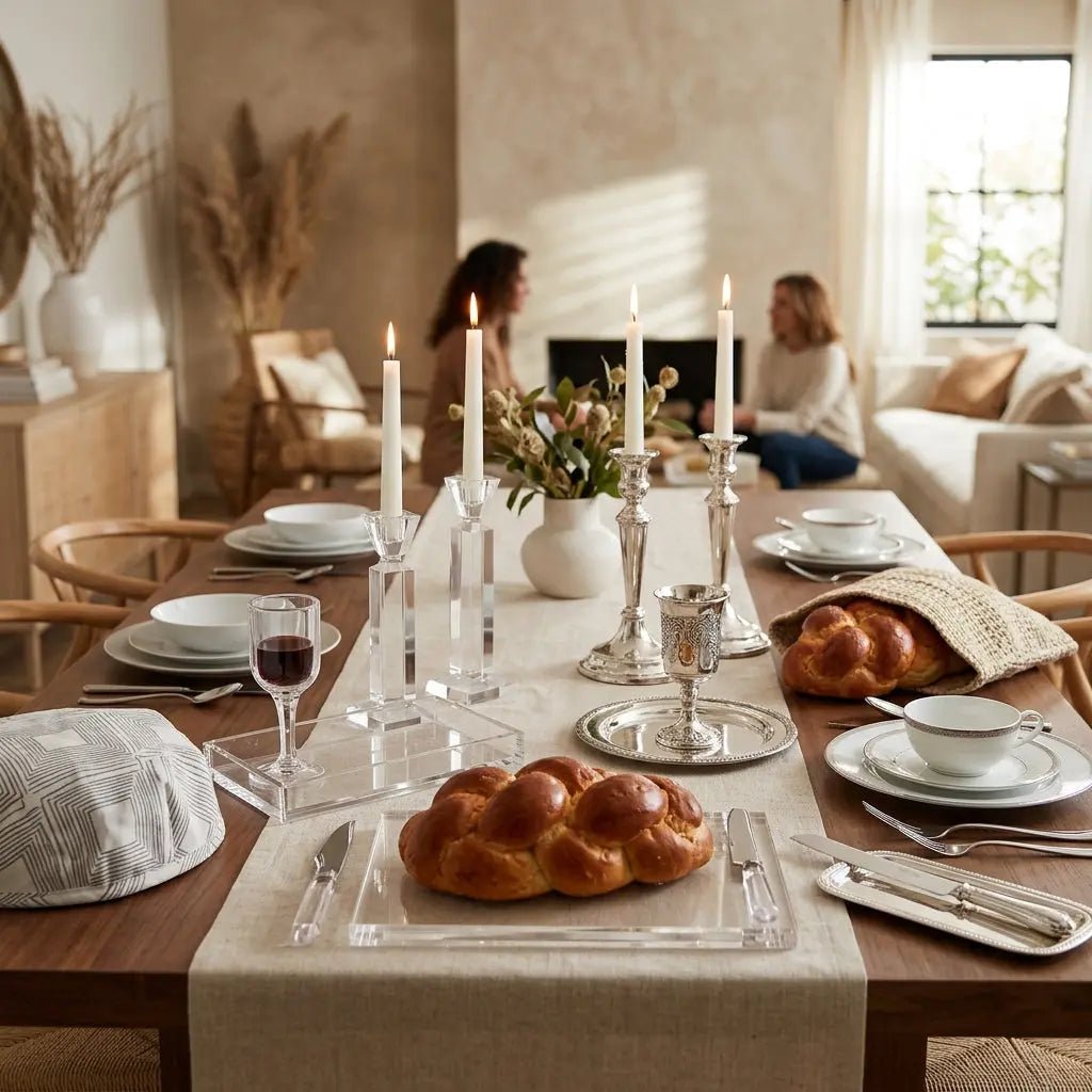 Best Modern Shabbat Table Decor: Lucite vs. Silver Comparison Guide - Waterdale Collection