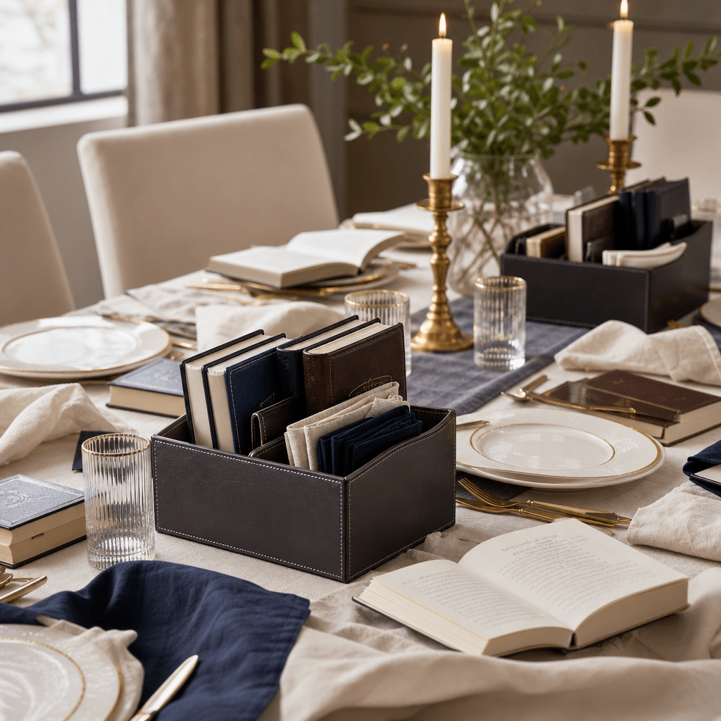 Contemporary Leather Bencher Holders: Modern Solutions for Organizing Your Shabbat Table - Waterdale Collection