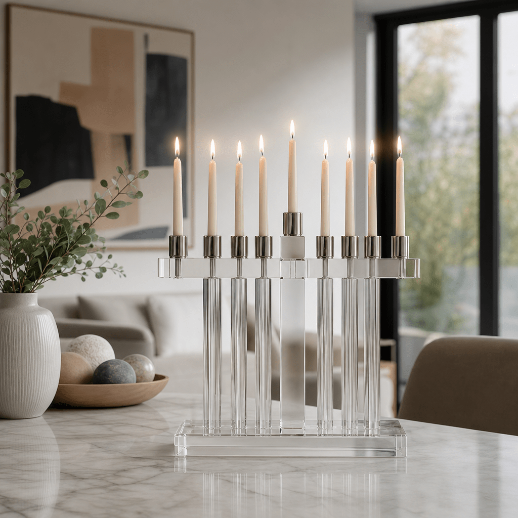 Designer Hanukkah Menorahs: Modern Lucite and Metal Art for Contemporary Jewish Homes - Waterdale Collection