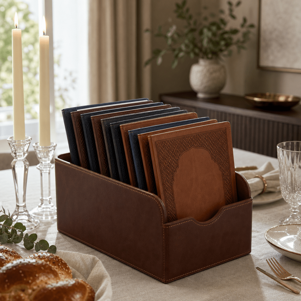 Premium Leather Bencher Holders: Elevate Your Shabbat Ritual Experience - Waterdale Collection