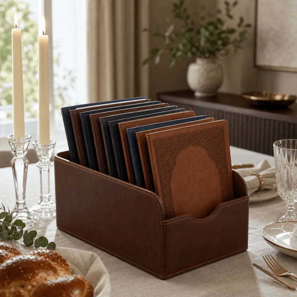 Premium Leather Bencher Holders: Elevate Your Shabbat Ritual Experience - Waterdale Collection