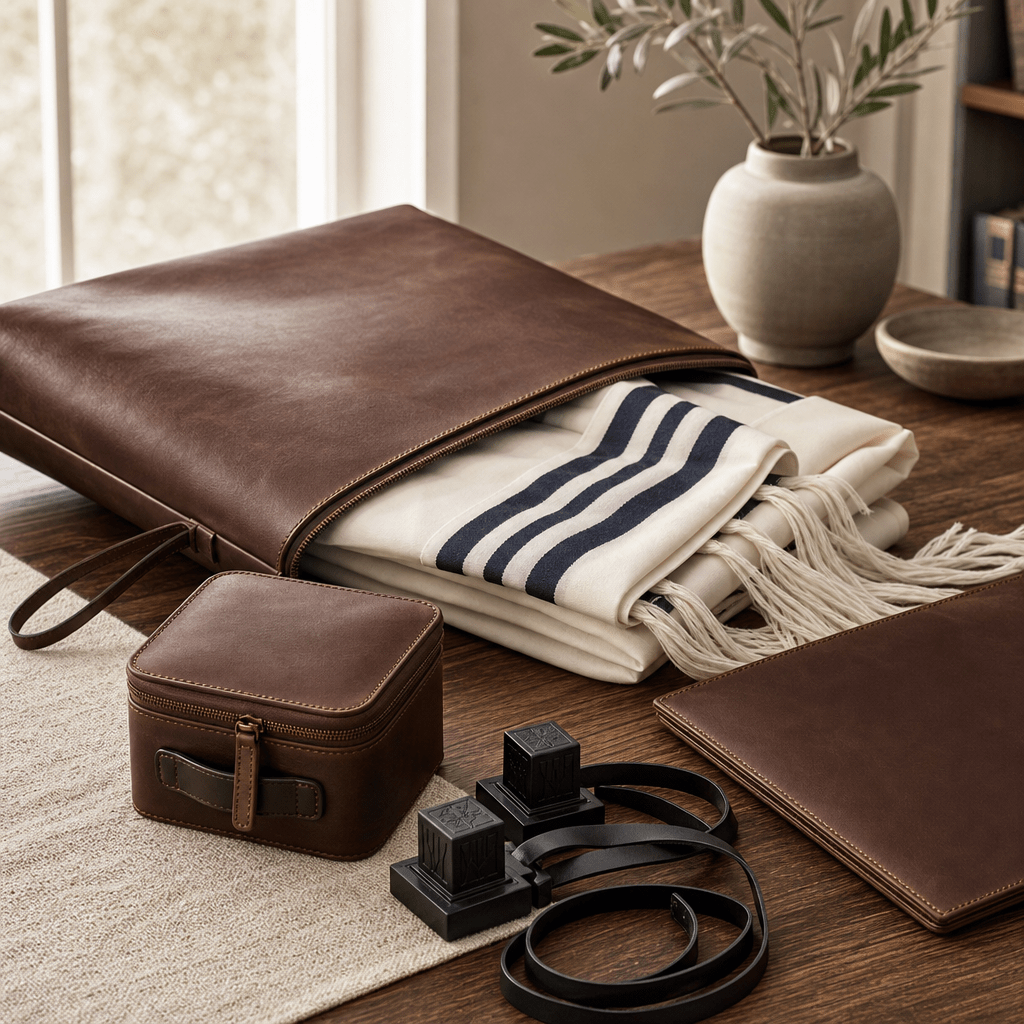 Sophisticated Leather Jewish Prayer Accessories for Modern Observance - Waterdale Collection