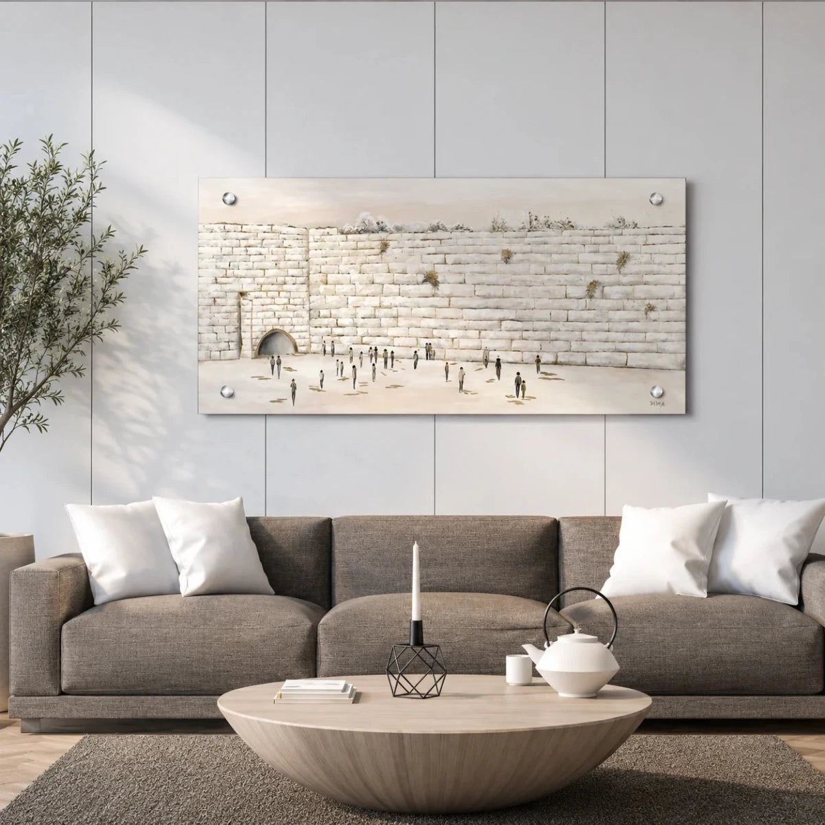 White Judaica Paintings | Clean, Timeless Jewish Wall Art