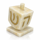 Gold resin dreidel sculpture match jar by Waterdale Collection, a Chanukah match holder for menorah candle lighting