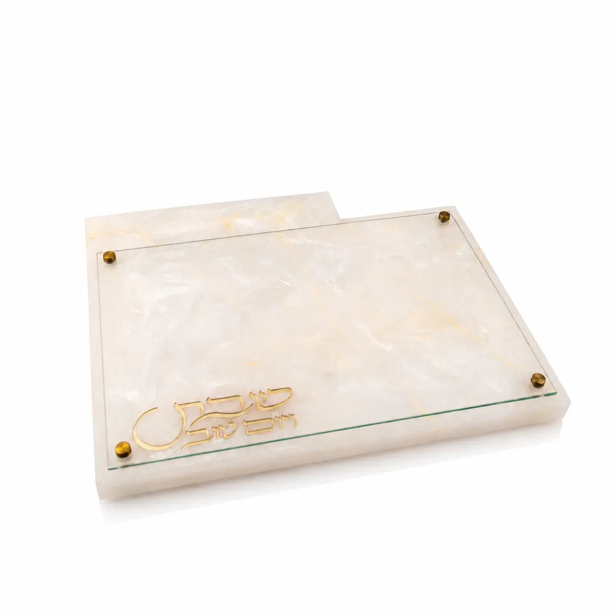 Gold Resin Challah Board with Knife Slot and salt indent