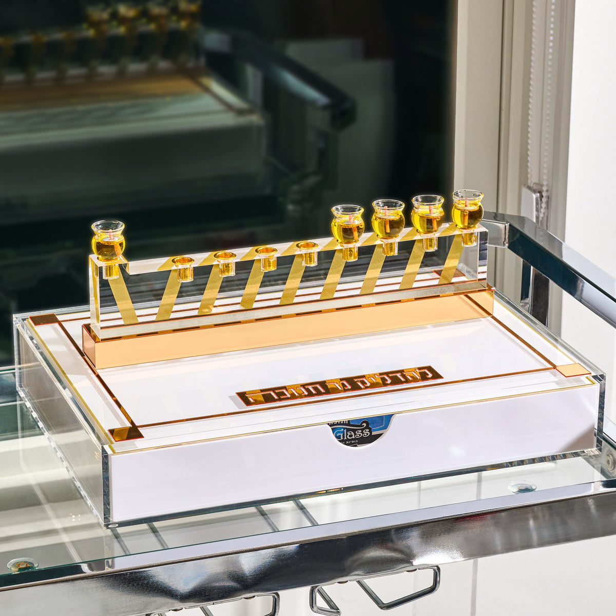 Line Menorah  by  Waterdale Collection
