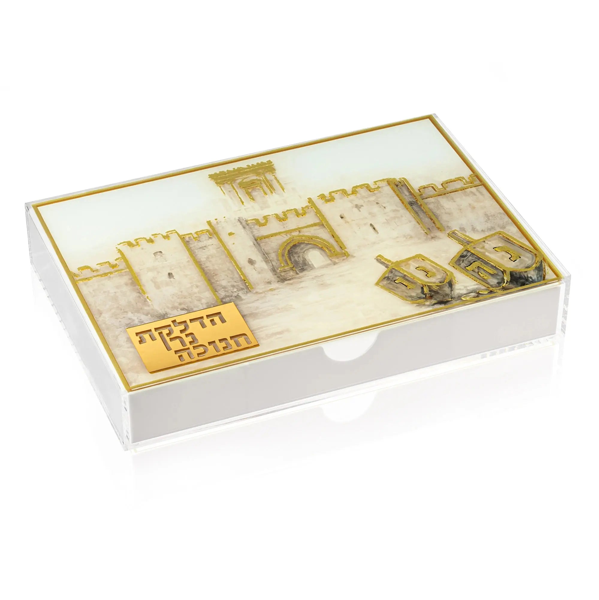 Jerusalem Painted Dreidel Menorah Tray Drawer  by  Waterdale Collection