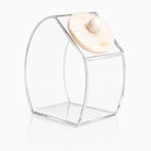 Resin Acrylic Cookie Jar by Waterdale Collection, a clear acrylic jar with a curved front and a marbled gold resin lid with a rounded knob.
