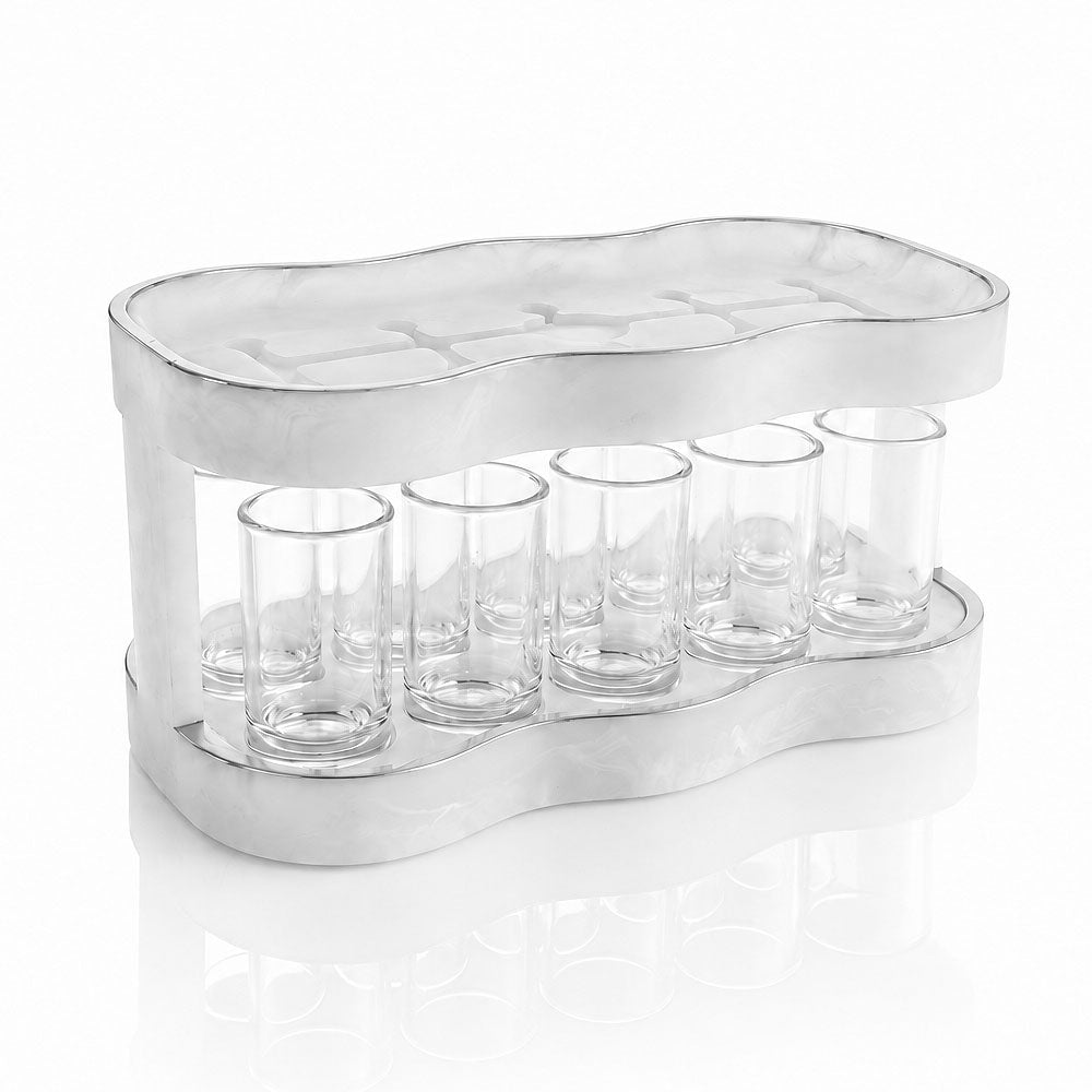 Silver Resin Curved Kiddush Cup Fountain | Elegant Tableware