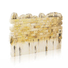 Painted Batya Kosel sculpture from Waterdale Collection, gold and cream Western Wall (כותל) with small figures at the plaza below