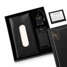 Open gift box with car diffuser, tissue case and traveler's prayer tag