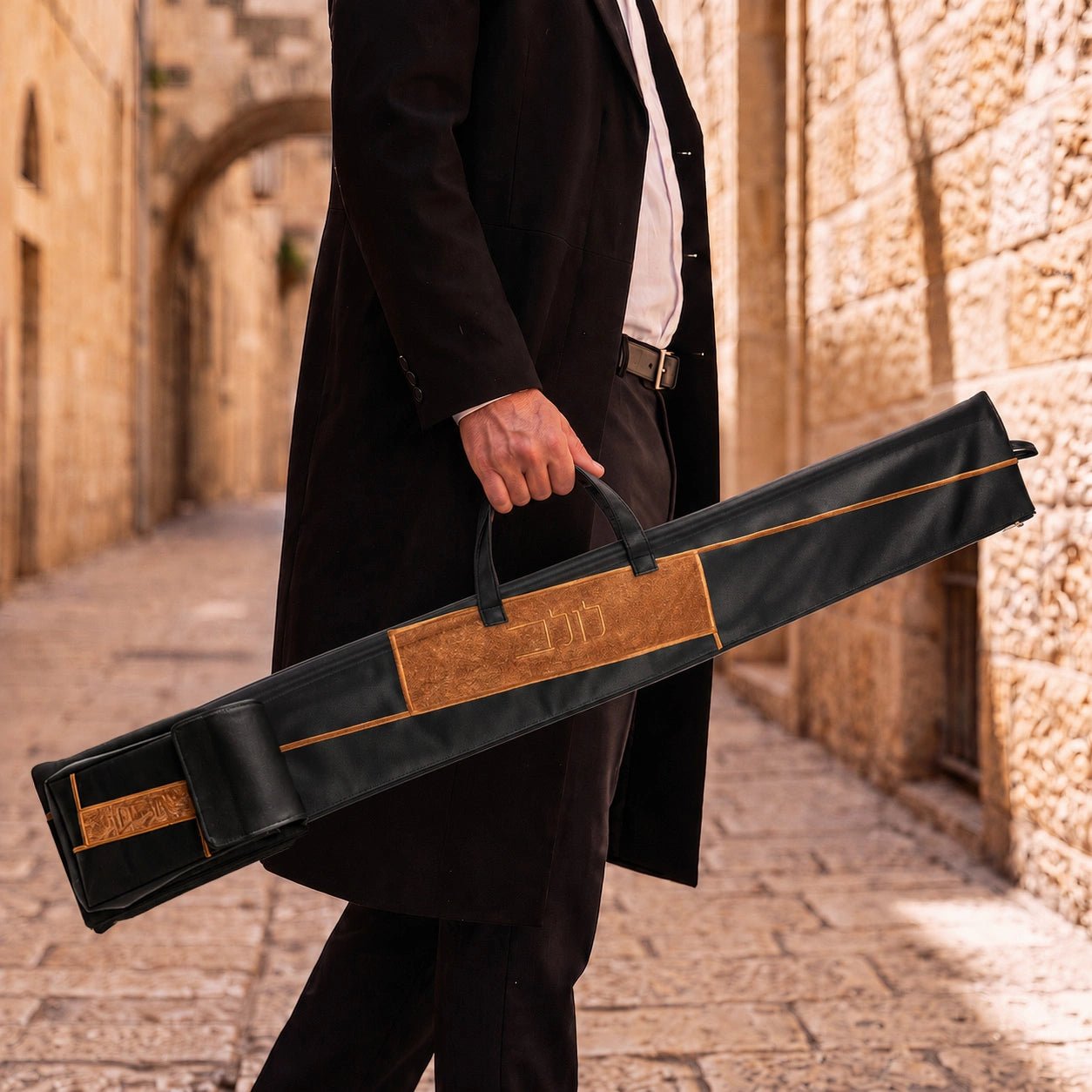 Black Geometric Fur Lulav Esrog Bag |Sukkot Judaica 