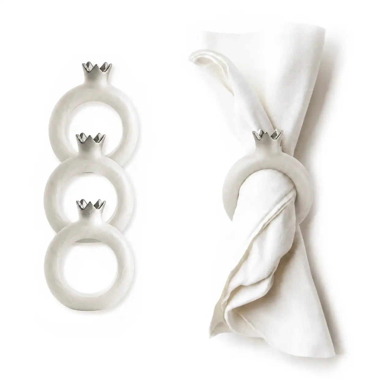 Sculptural resin pomegranate napkin rings, set of 4, from Waterdale Collection
