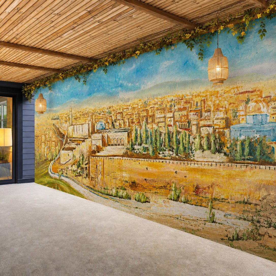 Jerusalem in Color Vinyl Sukkah Decoration Sukkah Decoration - Waterdale Collection