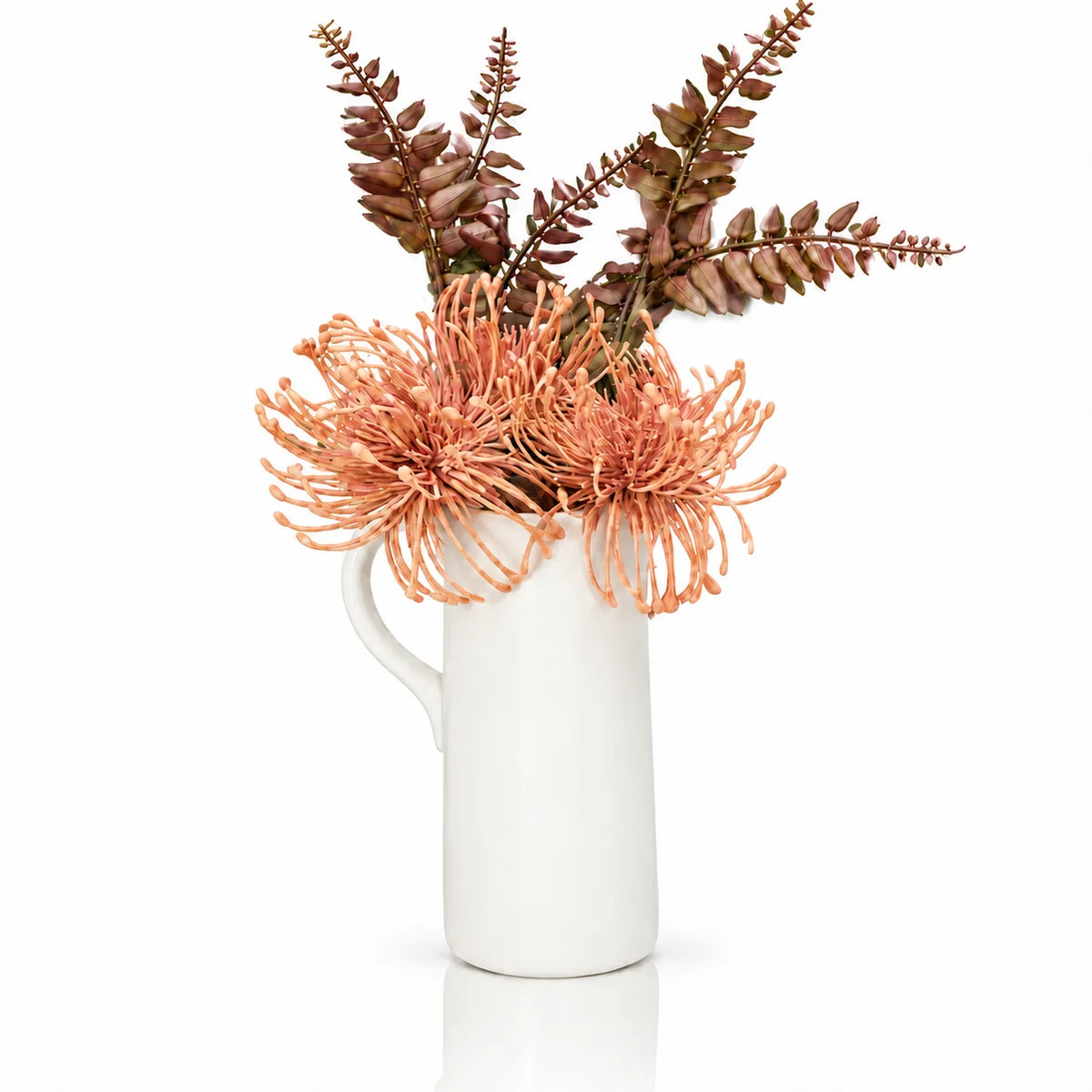 Coral Bloom Faux Floral Pitcher  by  Waterdale Collection