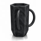 Black marbled resin hexagon washing cup, six-sided netilat yadayim cup with a rounded handle