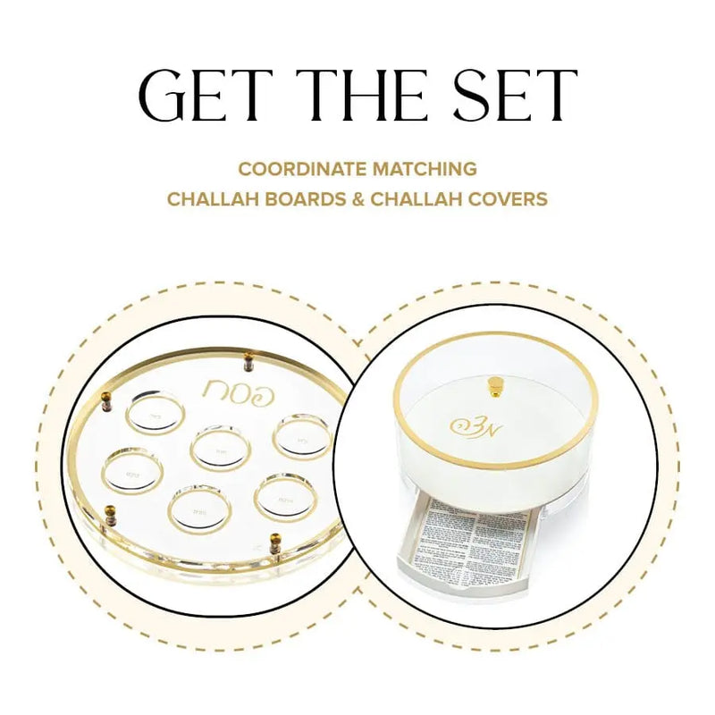 Classic Script Seder Plate & Matzah Box Set