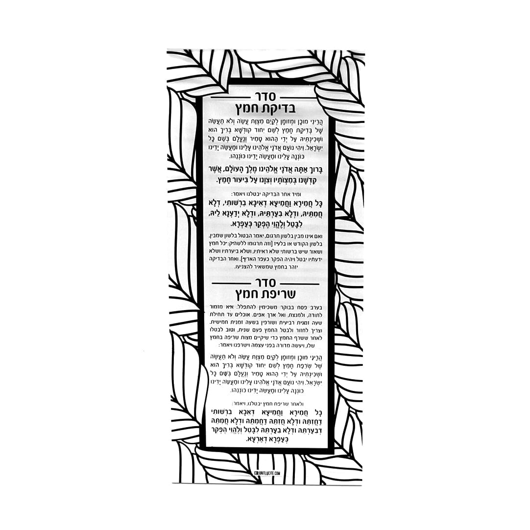 Color it Acrylic Bedikas Chametz Card - Waterdale Collection