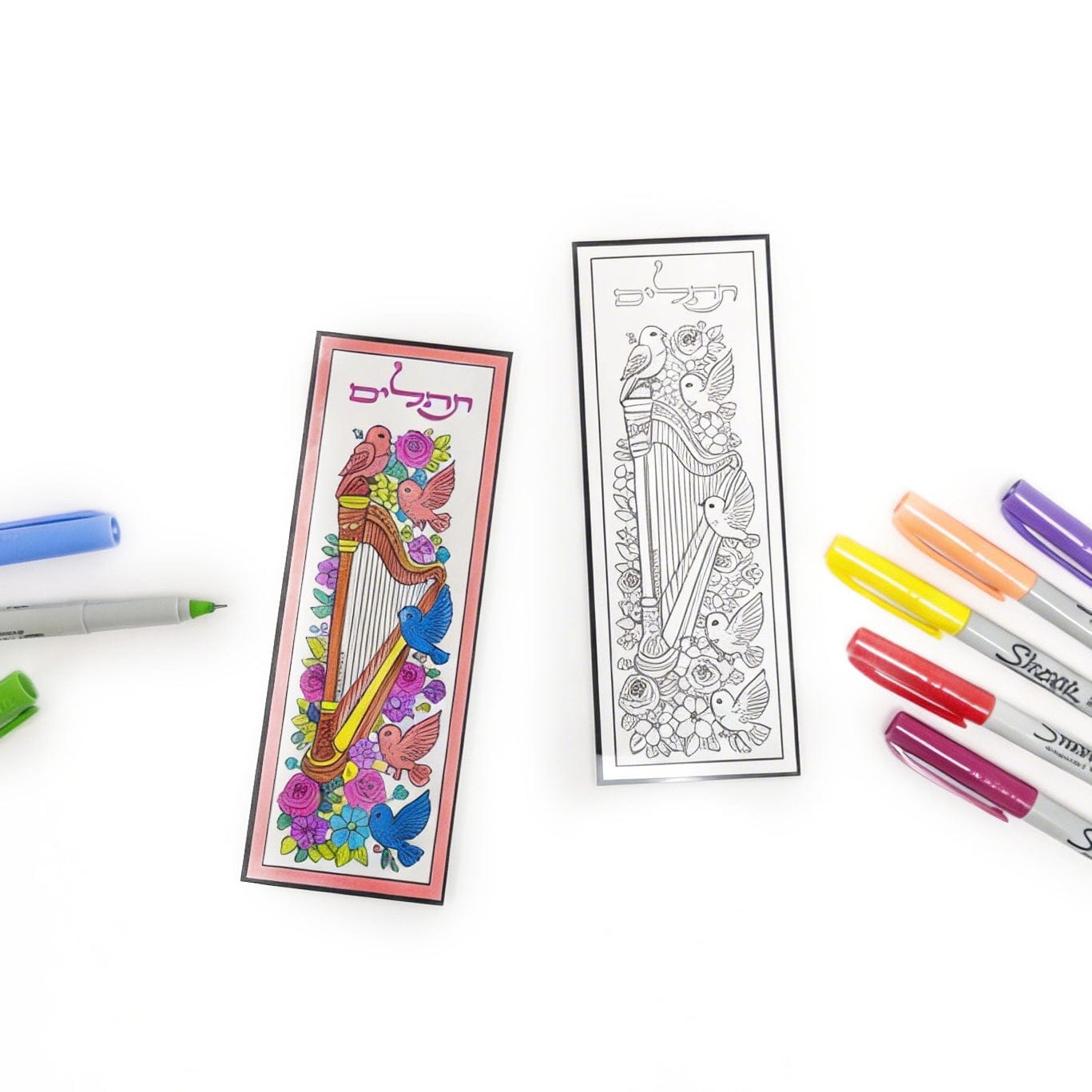 Color-it acrylic Tehillim bird bookmark craft with markers – Waterdale Collection