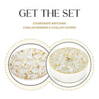 Floral Bird Seder Plate with matching Matzah Box Set, gold botanical design on white ceramic, Passover dinnerware bundle by Waterdale Collection.