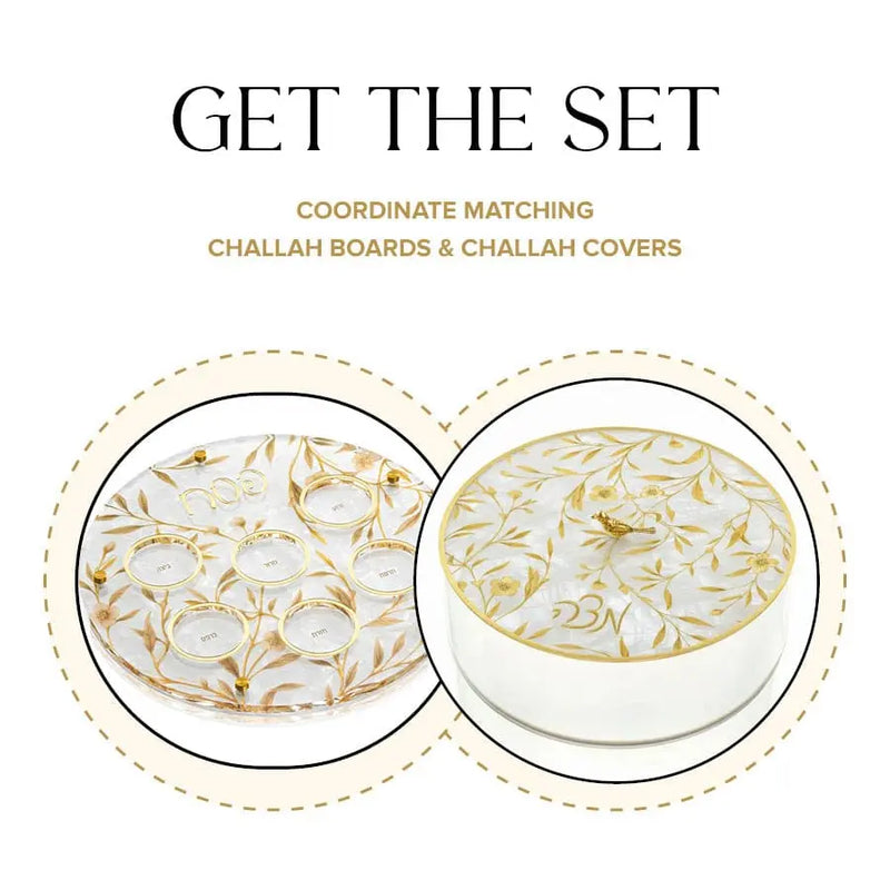 Floral Bird Seder Plate & Matzah Box Set