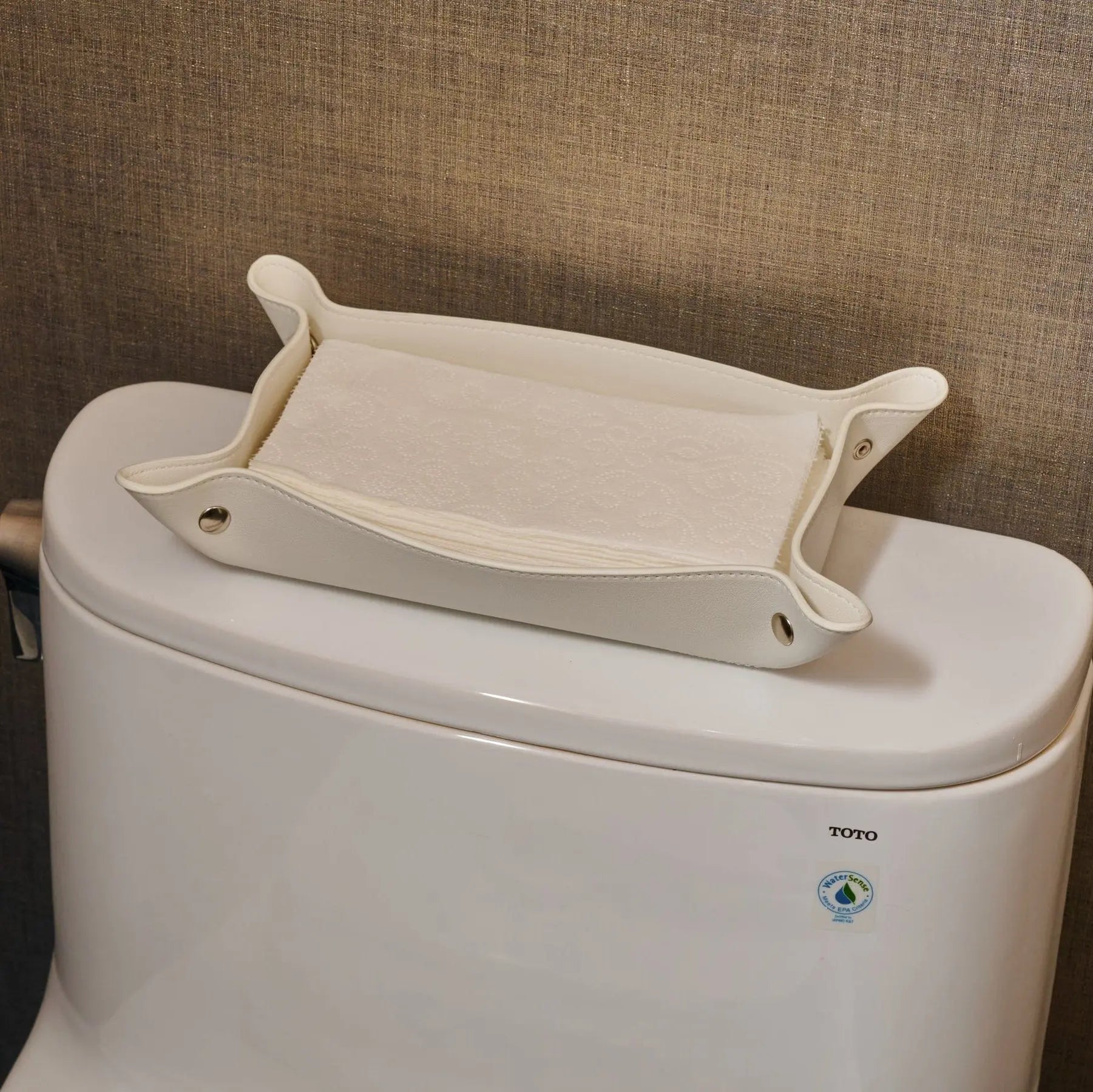Leather Shabbos Toilet Paper / Tray Guest Towel / Multi - purpose Tray (Black) - Waterdale Collection