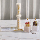 Pearlstone Block Havdalah Set with white candle holder, spice containers, and ceremonial items arranged on white surface