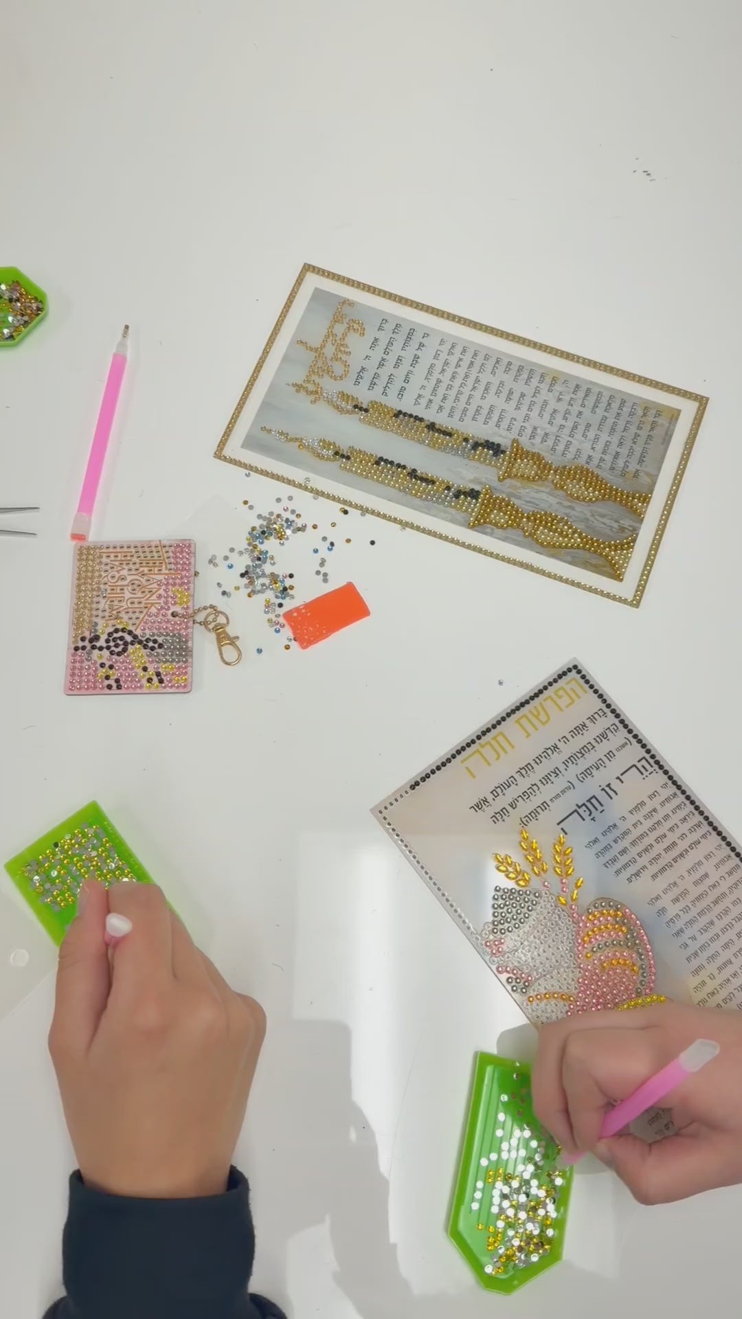 Diamond Art Crafts Video, doing the craft and showing the finished product.