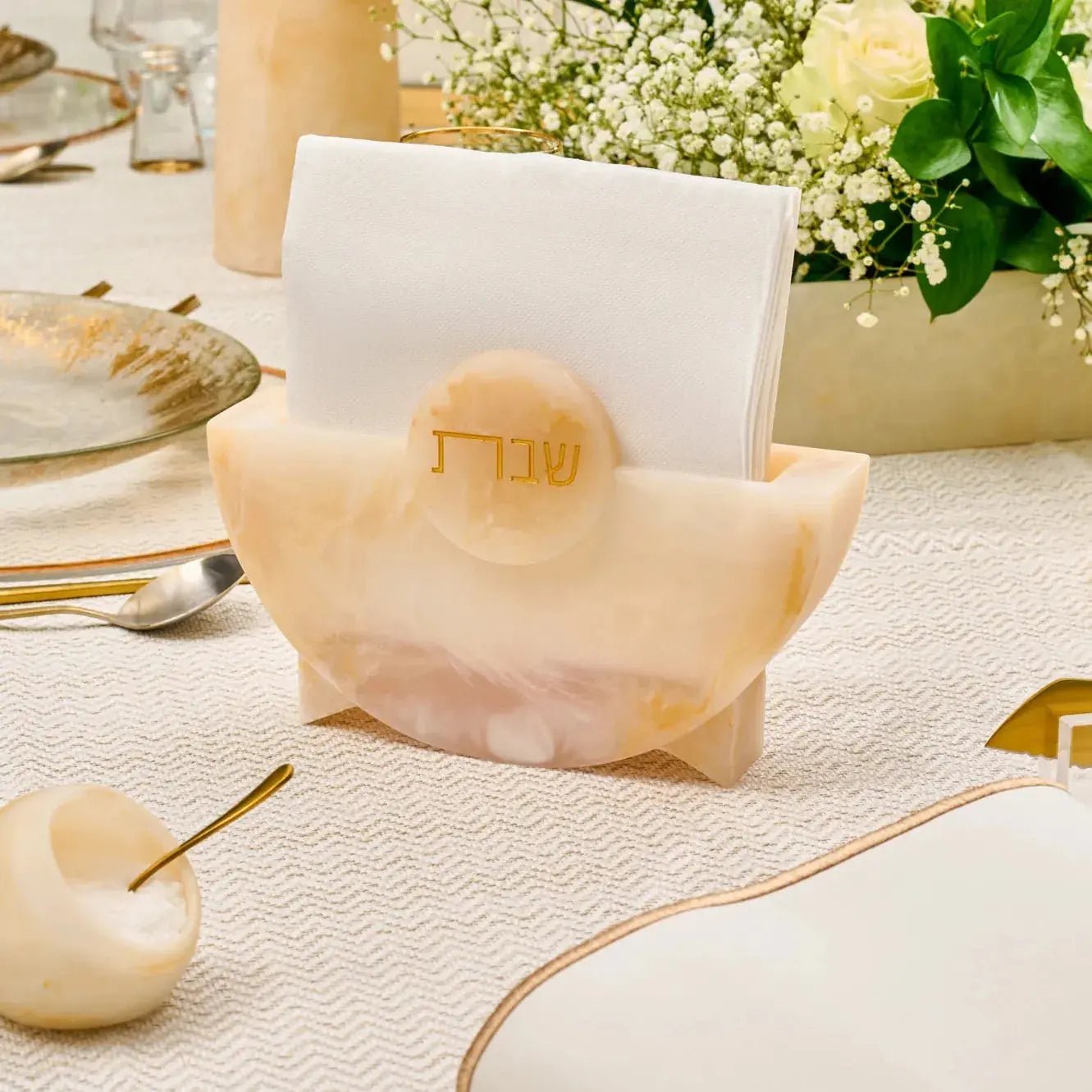 Round Shabbos Resin Napkin Holder - Waterdale Collection