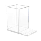 Clear acrylic Chanukah candle holder by Waterdale Collection with open design and square base, displayed against white background.