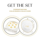 Waterdale Collection Pearlstone Seder Plate and Matzah Box Set displayed together, showing white ceramic dishes with gold accents for Passover.