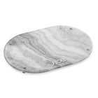 Agate Hadlokas Neiros Set marble oval tray with grey and white striped natural stone finish by Waterdale Collection
