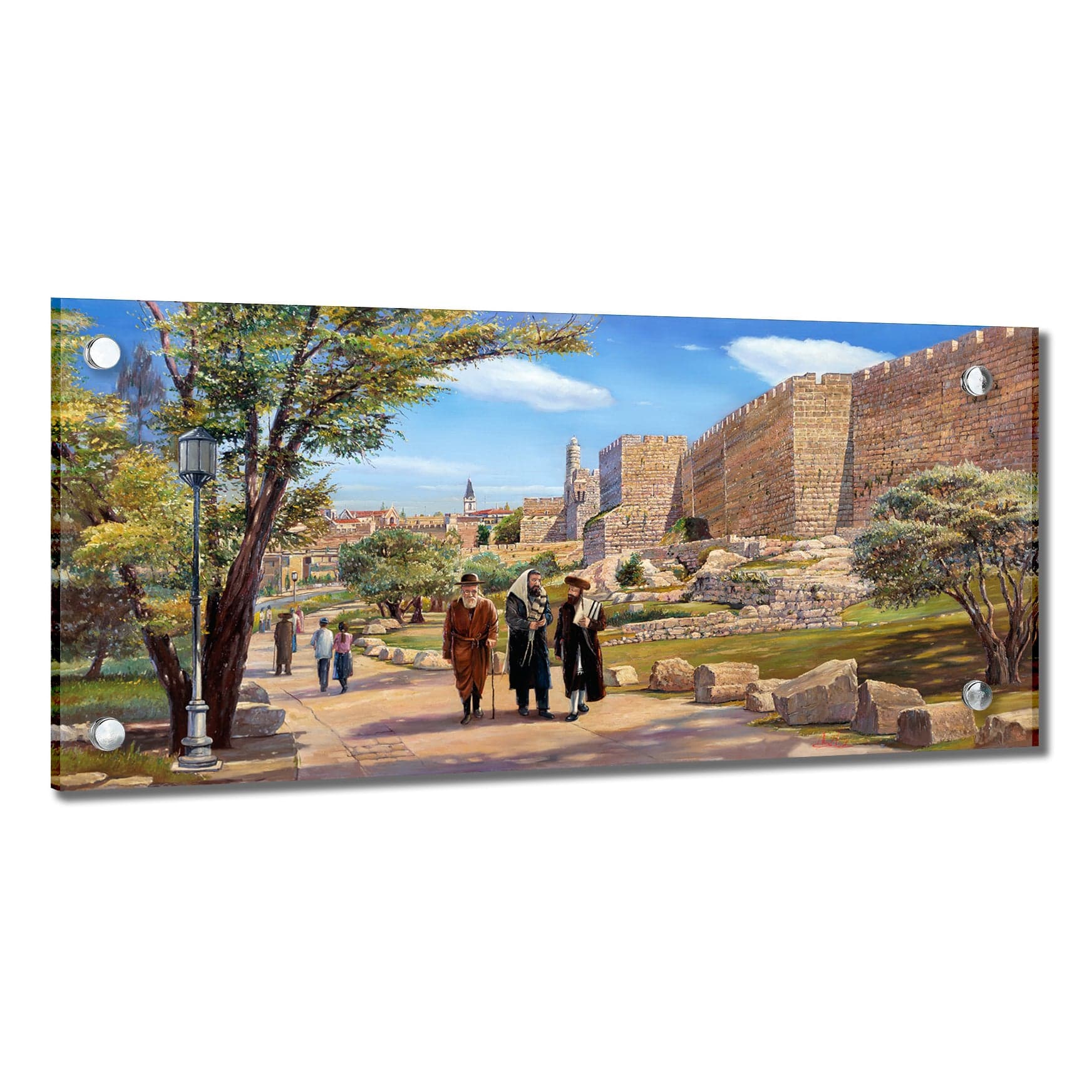 Alex Levin Shabbos Walk in Jerusalem Painting - Waterdale Collection