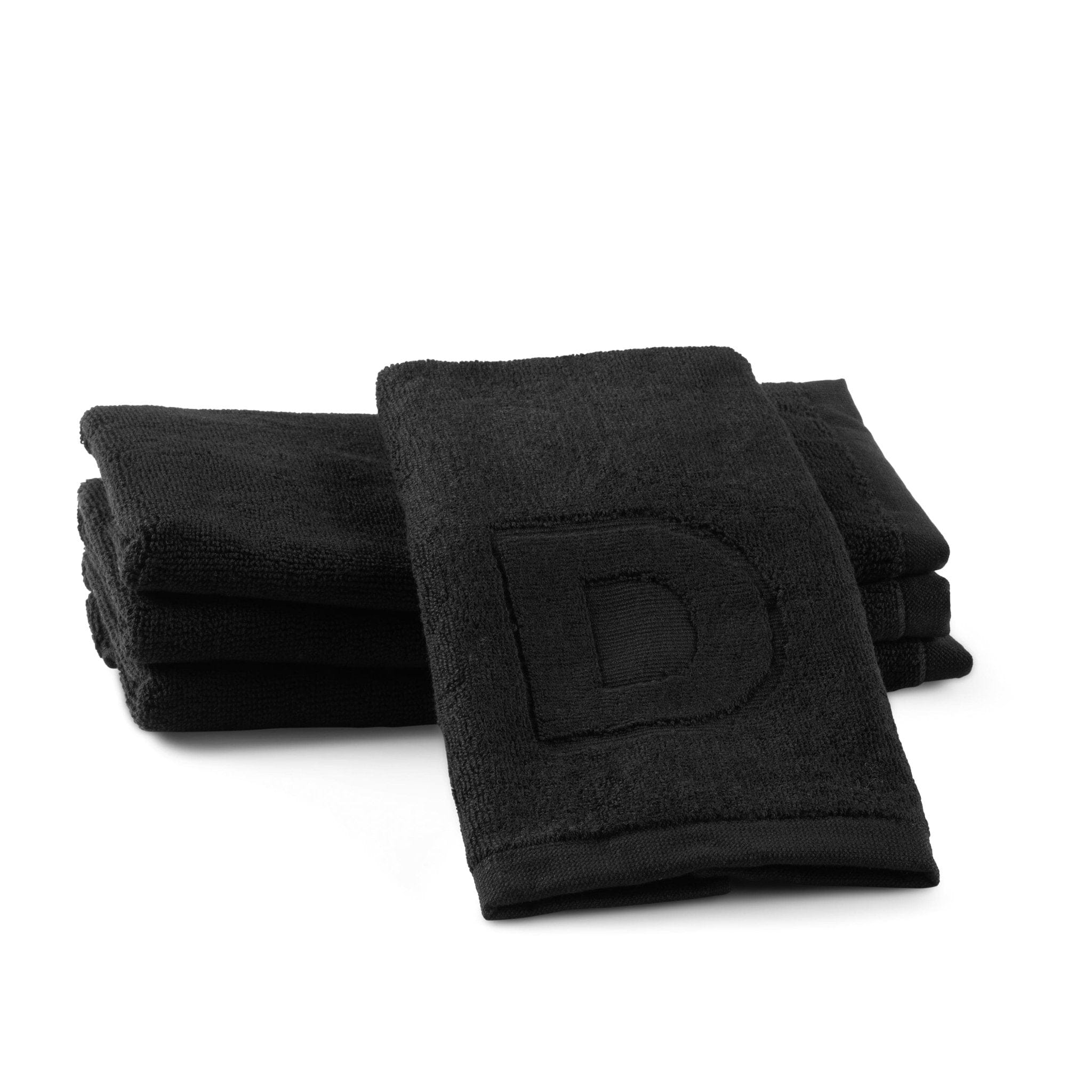 Black Initial Embossed Finger Towel - Waterdale Collection