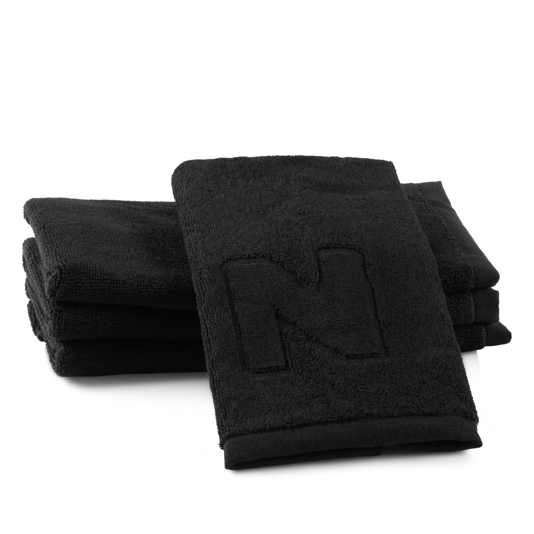 Black Initial Embossed Finger Towel - Waterdale Collection