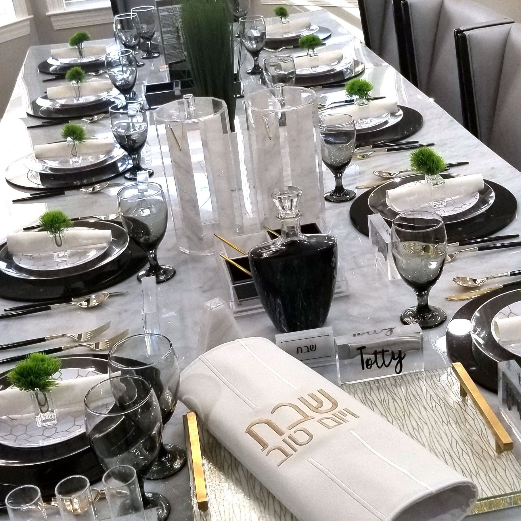 Black, White, & Gold Tablescape 2 - Waterdale Collection