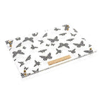 Onyx Butterfly Hadlokas Neiros set featuring black butterfly patterned candlelighting cards with wooden holder on white background.