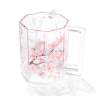 Cherry Blossom Netilas Yadayim Set with clear pitcher and bowl featuring delicate pink floral design by Waterdale Collection.