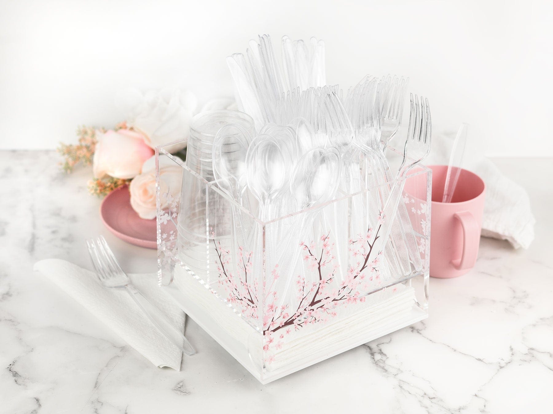 Cherry Blossom Swivel Silverware Caddy - Waterdale Collection