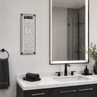 Classic 2.0 Asher Yatzar sign with English interlinear on the sign hanging  over a sink.
