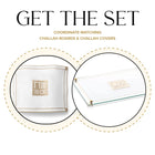 Classic 2.0 Challah Board and Cover Set by Waterdale Collection featuring white ceramic board with cover in lifestyle bundle view