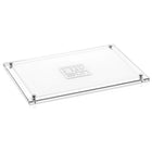 Classic 2.0 Challah Board with glass cover and silver corner brackets, clear acrylic bread board set by Waterdale Collection.