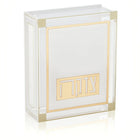 Classic 2.0 Hadlokas Neiros Set by Waterdale Collection in clear acrylic with gold accents and compartments for candles.