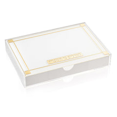 Waterdale Collection - White tray with gold trim on a white background - chanukah storage  ray