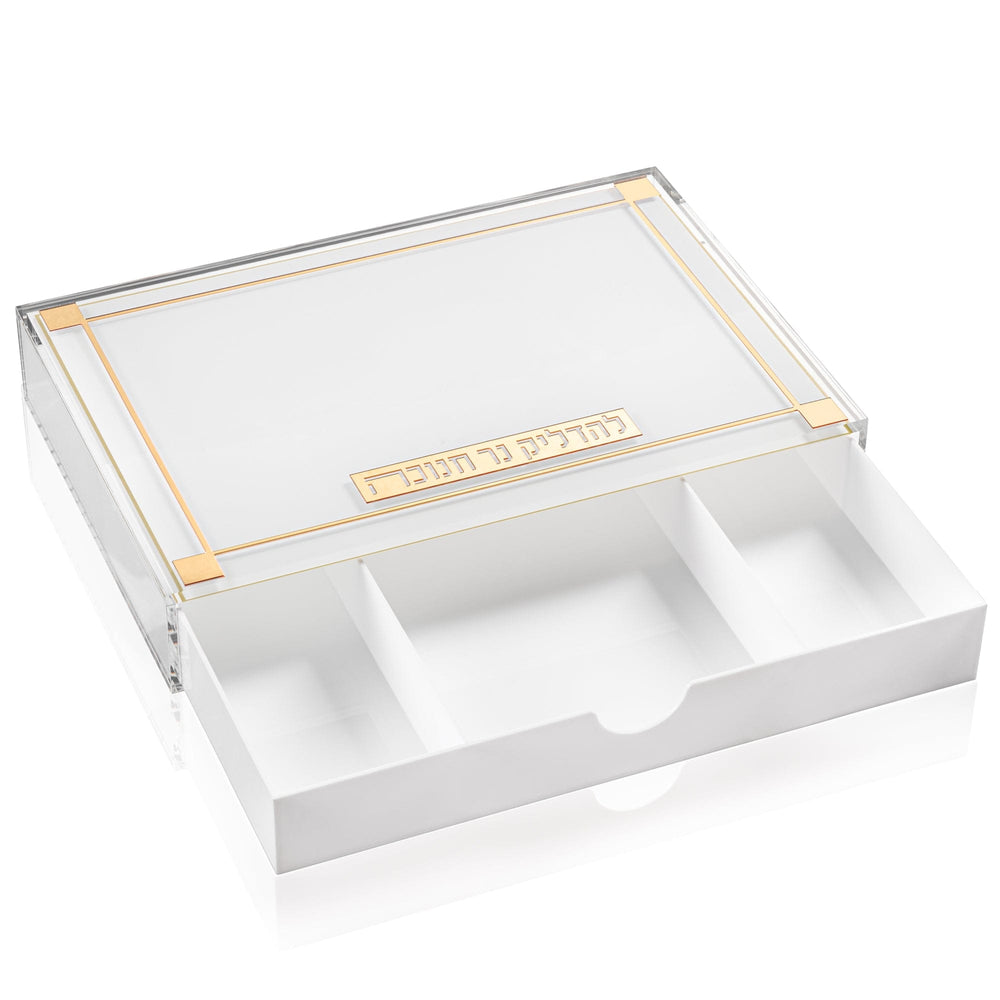 Chanukah gold and white storage menorah tray - Waterdale collection