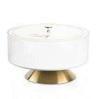 Classic 2.0 white Seder plate with gold base and matzah box set by Waterdale Collection for Passover